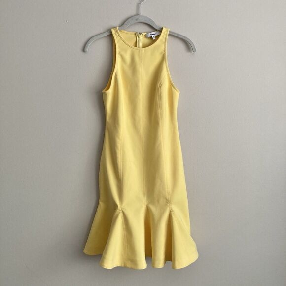 Likely Sleeveless Beckett Bodycon Sheath Peplum Dress Size 4 Yellow Stretch - Picture 2 of 10